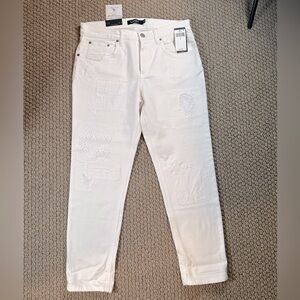 A52 Lauren Ralph Lauren White Eyelet Patch Jeans - Size 8